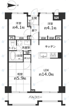 竹の塚ハイツ　609号室